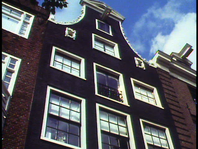 Amsterdam, Holland, The Netherlands, close up of one house, tilt up