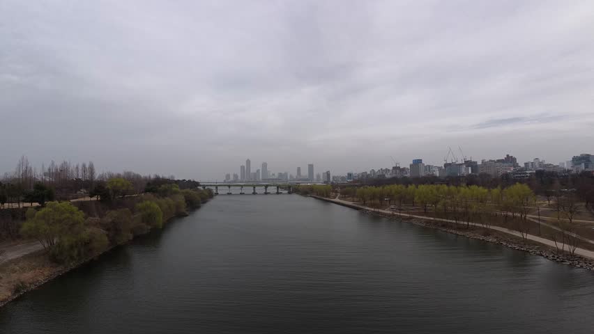 Scenic View At Yanghwa Hangang Riverside Park In Seoul, South Korea - Wide Shot