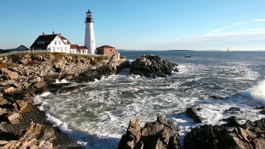 Portland head light stands tall on the rocky coast of cape elizabeth, maine