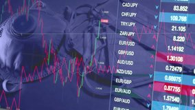 Financial market trading with currency exchange rates and protective mask overlay - Powered by Shutterstock - Get 15% off with code: PIKWIZARD15