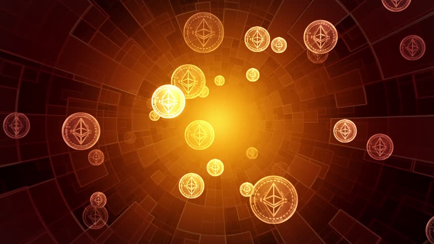Ethereum 2.0 mining. Cryptocurrency. New consensus model. Intro template for captions, title or text. 3D animation. Quick Time, h264, 16-bit color, highest quality. Smooth gradation of color