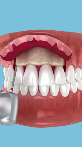 Frontal gum line correction, surgery, Esthetic surgery. Dental 3D animation