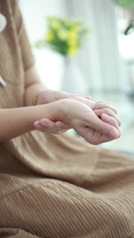 Health care, hands massage, hand pain from inflammation