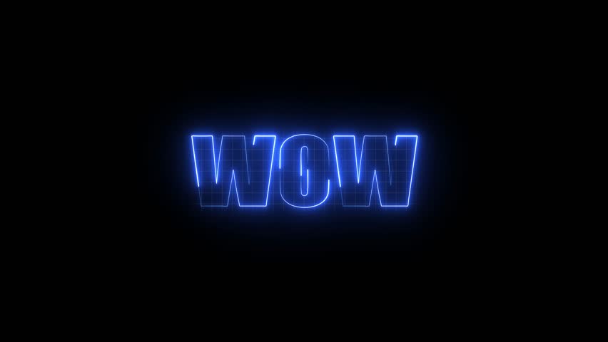 Glowing neon wow text animation, luxury neon lines, seamless loop, glowing neon sign effect on black background - Powered by Shutterstock - Get 15% off with code: PIKWIZARD15