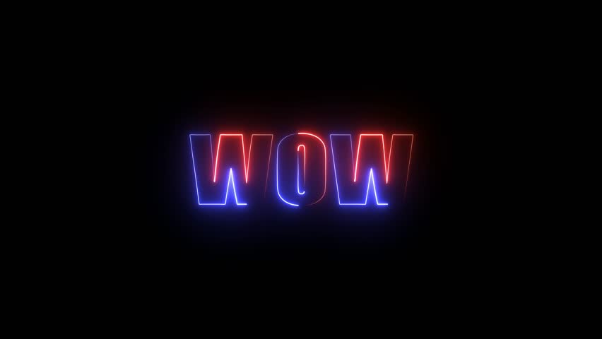 Neon wow text animation, glowing lines, luxury neon effect, seamless loop on black background - Powered by Shutterstock - Get 15% off with code: PIKWIZARD15