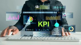 Management data System KPI connected in database for follow earnings,operations and sales data.Businessman using KPI dashboard.Financial business data analytics graph dashboard.  - Powered by Shutterstock - Get 15% off with code: PIKWIZARD15