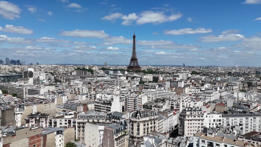 Paris Skyline At Paris In France Island France. Highrise Eiffel Tower. Downtown Cityscape. Paris Skyline At Paris In France Island France. Beautiful Skyline. Metropolitan Region Aerial View.