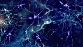 3D animation Digital depiction neurons firing electrical impulses. Brain nerve cell activity, neurogenesis, neurotransmitters, synapse function. Nervous system research. sciences animated background - Powered by Shutterstock - Get 15% off with code: PIKWIZARD15