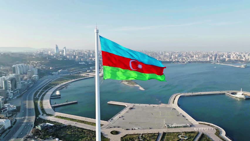 Azerbaijan – Azerbaijan Flag, Drone View
