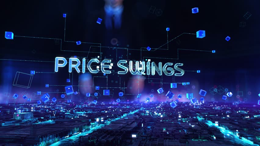 Price Swings- businessman working with virtual reality at office.