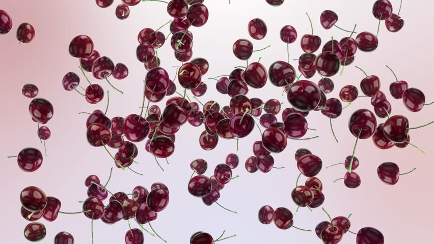 Intense real slow-motion capture of a ripe cherry bursting in the air, with juice and pulp splashing in vivid detail. Ideal for themes of flavor explosion, freshness, and energy.