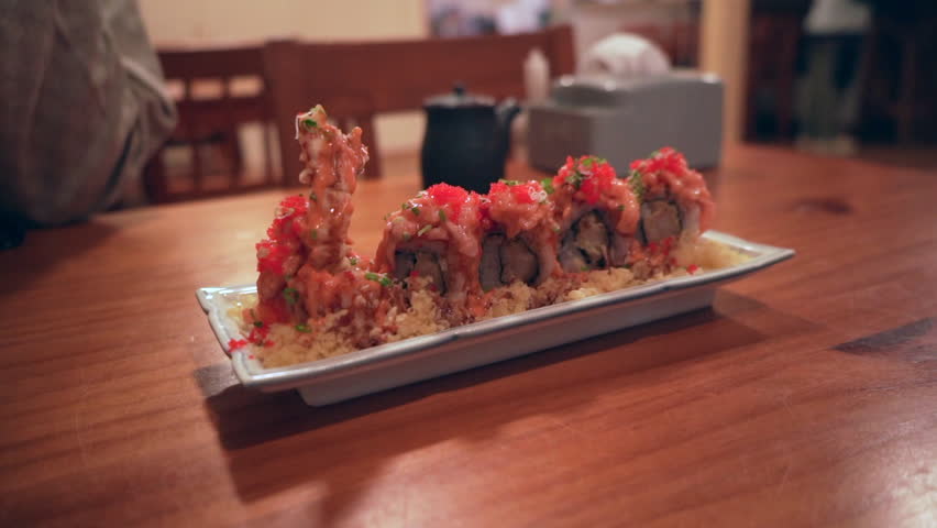 Delicious Big Sushi Platter from Japanese Restaurant with Fresh Seafood.