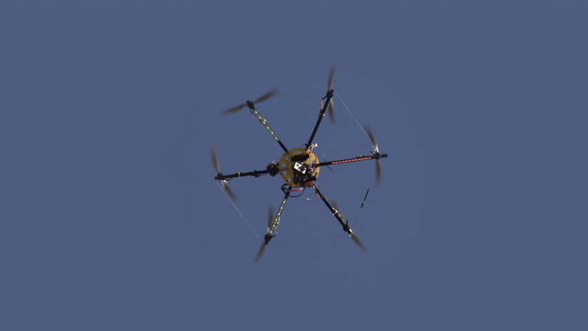 Hexacopter Drops Slowly. Radio controlled hexacopter flying machine