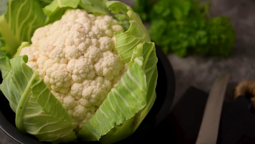 Whole white cauliflower cabbage, healthy fresh vegetable