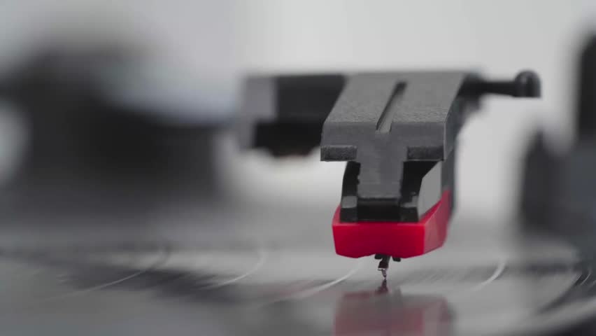 Vinyl record player macro photography