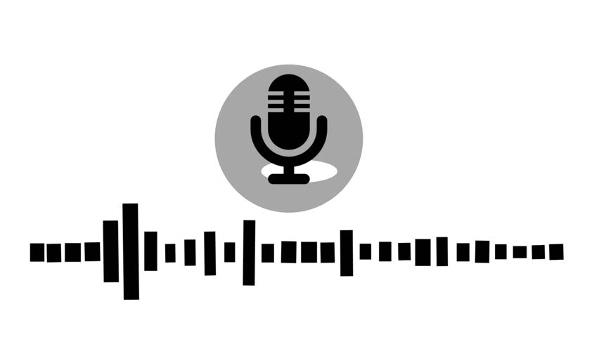 Minimalist Podcast Icon with Microphone and Sound Waves Animation, Radio Broadcast Animation Microphone Voice Emission