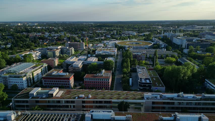 Berlin Adlershof Science and Technology Park. Great aerial view flight drone