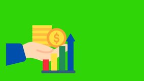 Money Growth Animated Footage 2d Video Clip with Dollar Coin, Hand, and Growth graph. Green Screen Editable for Corporate Presentation, Investment, Return, Business, Profit, Finance,  - Powered by Shutterstock - Get 15% off with code: PIKWIZARD15
