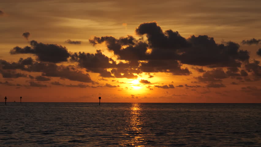 Sunset on Hudson Beach, Florida overlooking buoys
