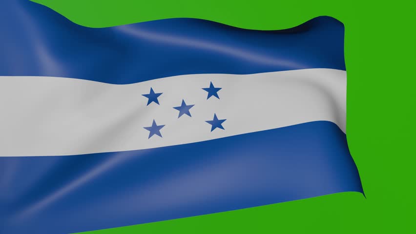 National flag of Honduras waving on green screen. Animated Honduras flag. 