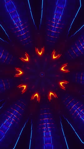 A tunnel with a neon light effect. Looped animation.
