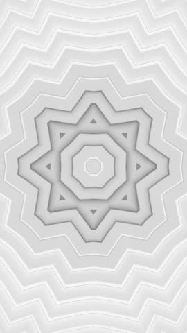 White and gray abstract background with star pattern. Kaleidoscope VJ loop.