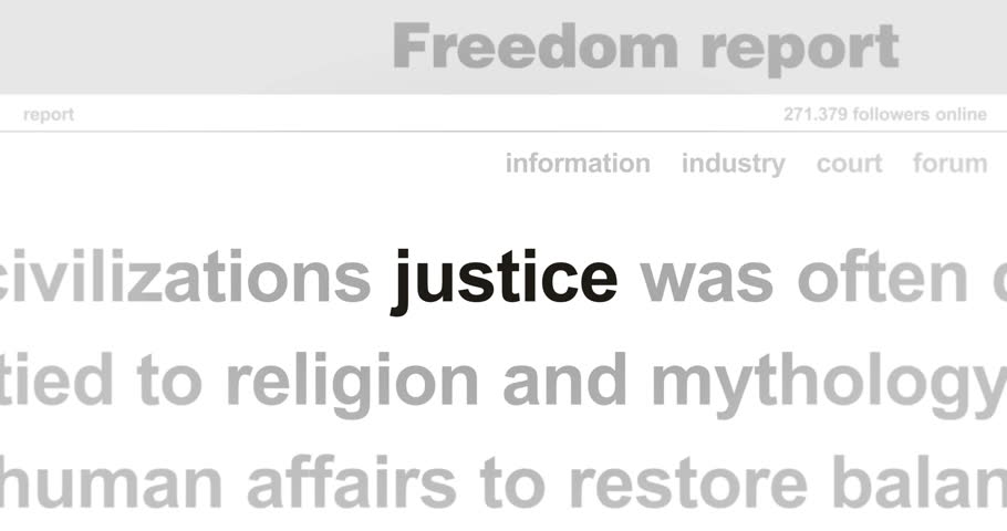 Justice and law headline news across international media. Abstract concept of internet news titles on screens loop. Seamless and looped animation.