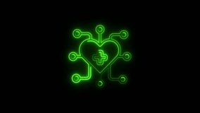 Glowing Neon Green Heart Circuit Board Medical Technology Symbol Abstract Background Futuristic - Powered by Shutterstock - Get 15% off with code: PIKWIZARD15