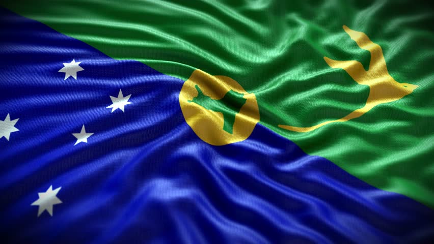 Waving Christmas Island Flag Close-Up in High Detail