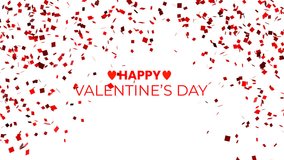 Dynamic animation of red and white particles bursting to reveal "HAPPY VALENTINE'S DAY" text. This motion graphic with a transparent background is ideal for greetings and romantic promotions - Powered by Shutterstock - Get 15% off with code: PIKWIZARD15