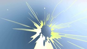 A vibrant 3D starburst animation with glowing yellow-to-green streaks radiating from a dark core. White particles add dynamic energy against a serene blue gradient background. - Powered by Shutterstock - Get 15% off with code: PIKWIZARD15