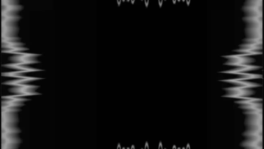 Minimal monochrome audio spectrum waves and light streak reflections in motion, Futuristic abstract loop of black and white soundwave-inspired digital distortion.