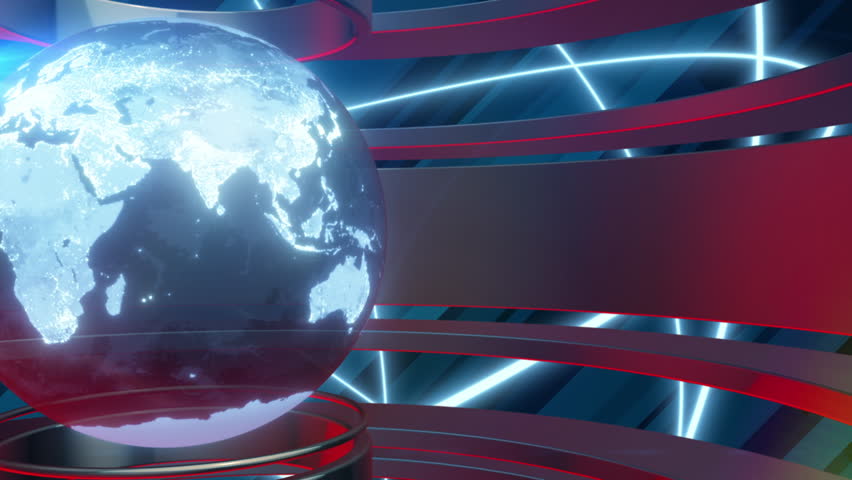 News program title background, news, Earth, opening, copy space, blue, red, 3D, CG, hologram