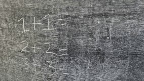 An elementary school student's hand is writing numbers to answer a math problem on the blackboard using chalk. - Powered by Shutterstock - Get 15% off with code: PIKWIZARD15
