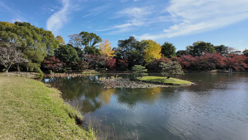 The beautiful Daikaku-ji Temple on a sunny morning during fall season, in Kyoto, Japan.