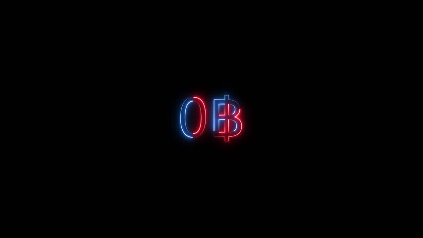 Counting baht from 0 to 400 – electric neon number flow on black screen.