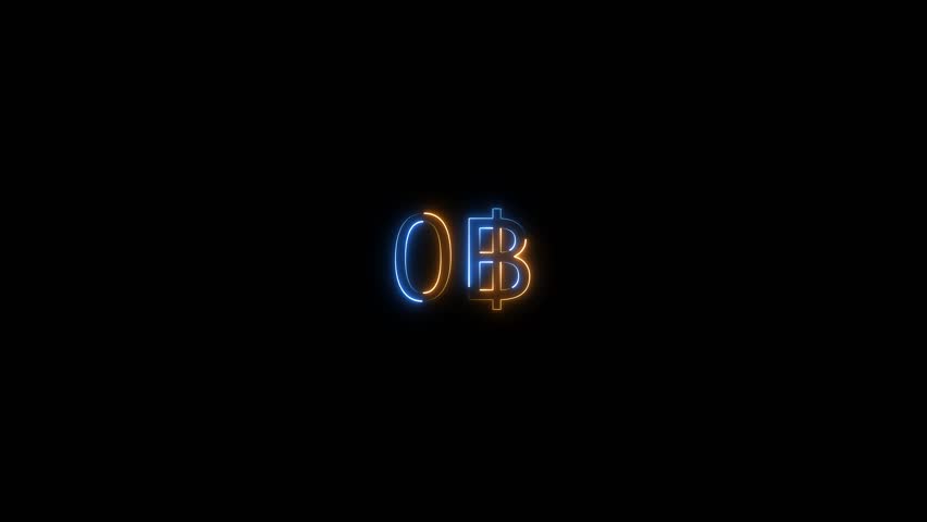 Counting baht from 0 to 400 – electric neon number flow on black screen.