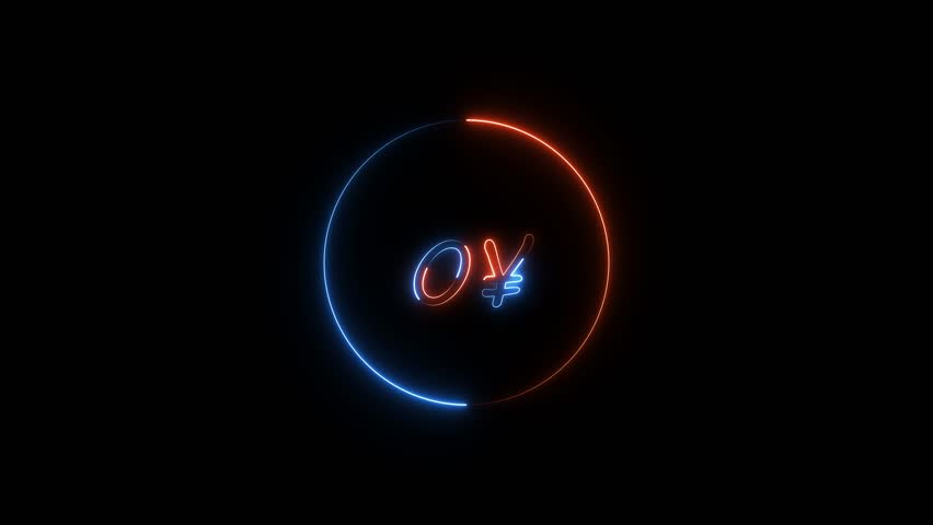 Glowing numeric rise from 0 to 400 Japanese Yen – sleek neon finance animation.