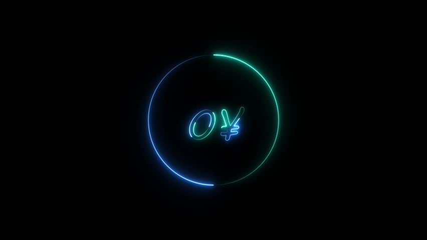 Glowing numeric rise from 0 to 400 Japanese Yen – sleek neon finance animation.