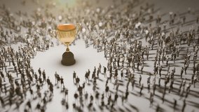 A crowd stands around a big trophy. 3d 4k animation - Powered by Shutterstock - Get 15% off with code: PIKWIZARD15