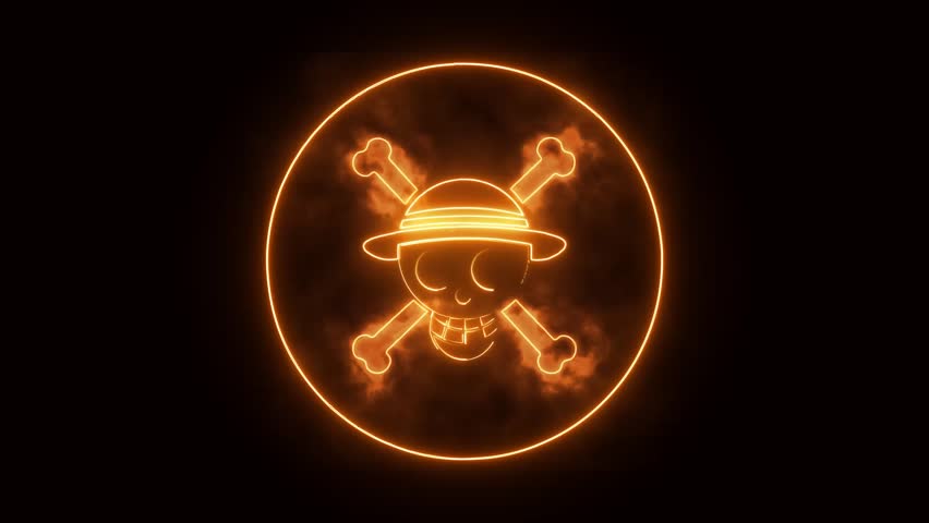 Jakarta, Indonesia - August 10, 2025. one piece symbol fire light effect green screen background