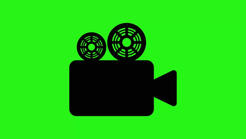 4K animation of video camera icon on green screen background
