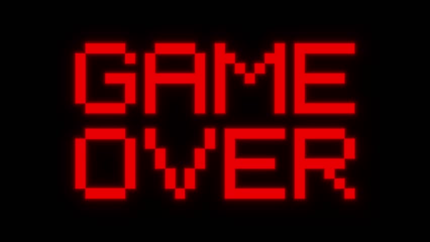 Game over text animation blinking on black background