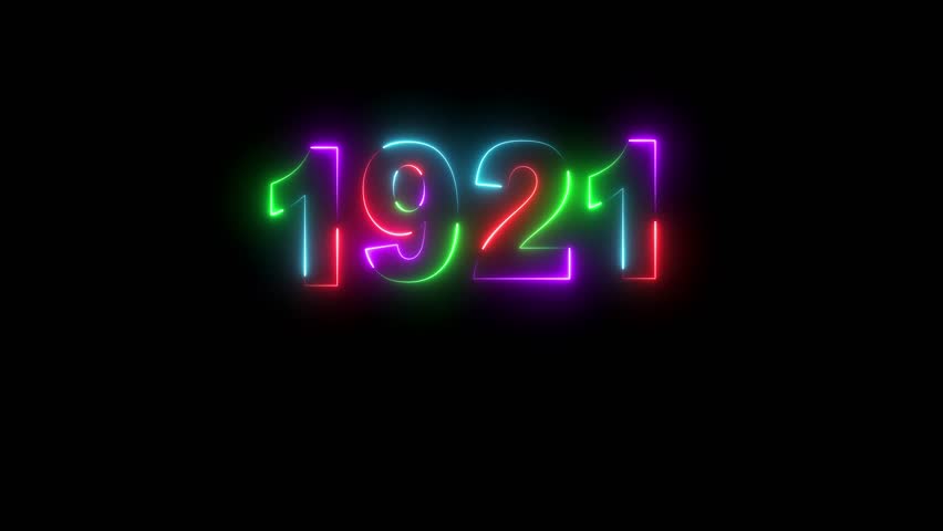 Glowing neon countdown 1921 Sal number icon text background 4k animation. black background - Powered by Shutterstock - Get 15% off with code: PIKWIZARD15