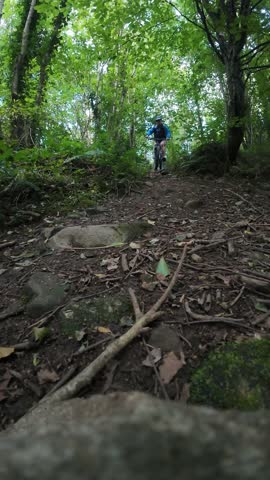  Action POV Mountain Bike Ride on forest Gravel Trail in Moycullen, Galway, Ireland, Outdoor Adventure, Nature and Sports