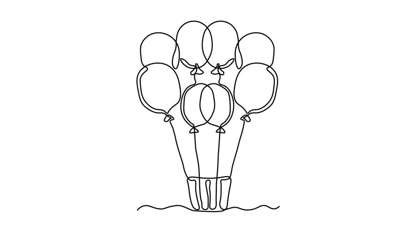 Abstract balloon made of balloons. Dream. Self drawing animation one continuous line draw, logo