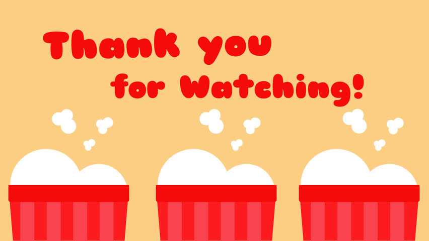 Animated end screen with popcorn graphic and “Thank You for Watching” text. Perfect for cinema-themed content, movie reviews, outros, and entertainment channels.