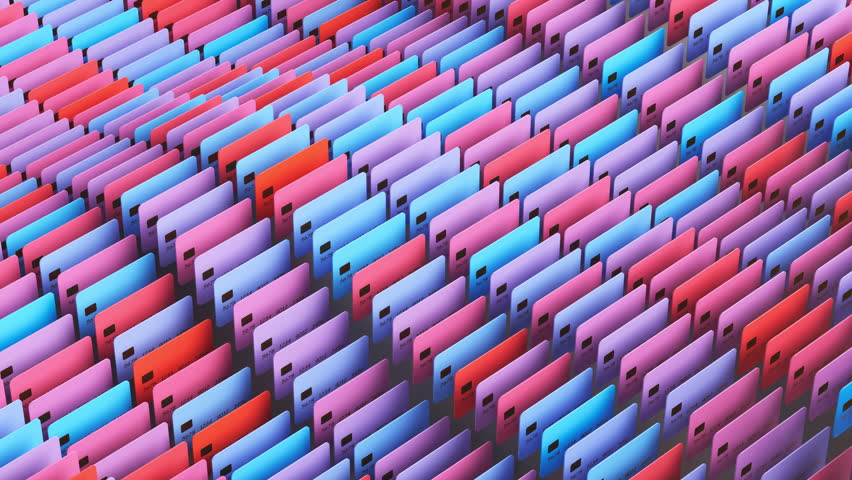 Close up of many colored credit cards. 3d rendering animation - Powered by Shutterstock - Get 15% off with code: PIKWIZARD15