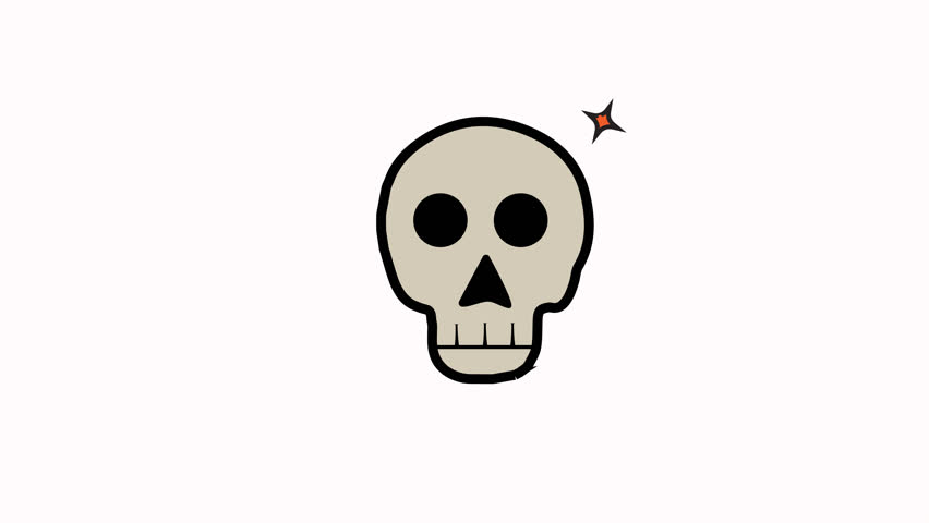 Animated skull icon with minimal details, ideal for Halloween themes, spooky decorations, party invites, and horror graphic elements.
