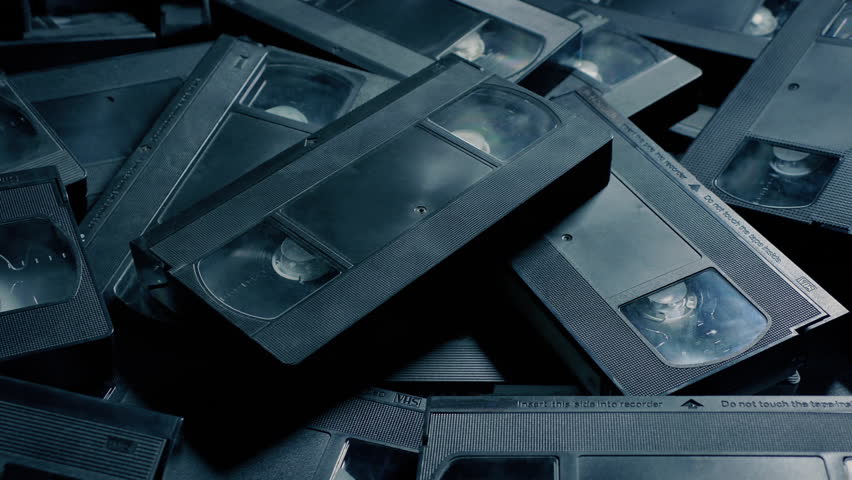 Pile Of VHS Tapes, Old Media 1990s
